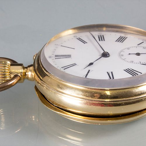 Offene Taschenuhr / An 18ct gold pocket watch, Schweiz, um 1920 Gehäuse: Gold 18&hellip;