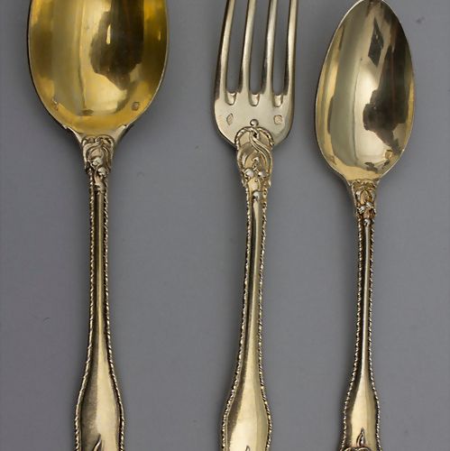 Jugendstil Silberbesteck für 12 Personen / 35 pieces of Art Nouveau silver cutle&hellip;