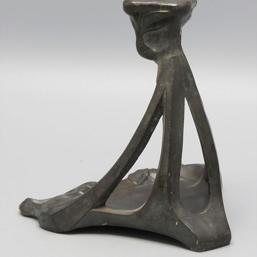 Jugendstil Kerzenhalter mit Ablage / An Art Nouveau tin candle holder, deutsch, &hellip;