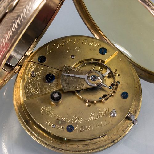 Offene Taschenuhr / A 9ct gold pocket watch, John Forrest, London, 19. Jh. Cassa&hellip;