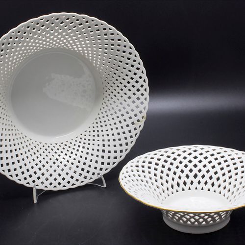 Zwei Korbschalen / Two basket bowls, KPM, Berlin, 20. Jh. Matériau : porcelaine,&hellip;