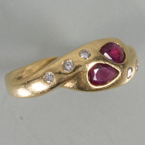 Damenring mit Diamanten und Rubinen / An 18 ct gold ring with diamonds and rubie&hellip;