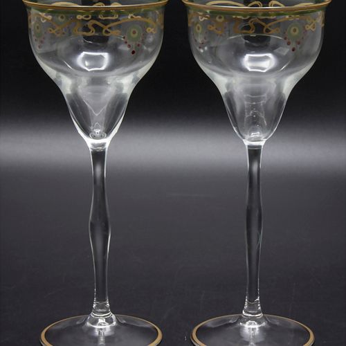 Paar Jugendstil Wein-/Stengelgläser / A pair of Art Nouveau wine glasses, Theres&hellip;