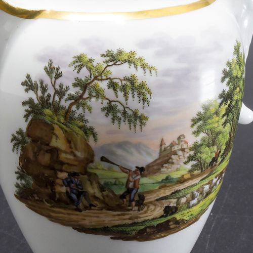 Mokkakanne mit Landschaftsmalerei / A mocha pot with landscape, Meissen, Mitte 1&hellip;