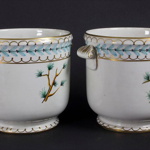 Paar Cachepots mit Singvögeln / A pair of cachepots with songbirds, ESTE, Italie&hellip;