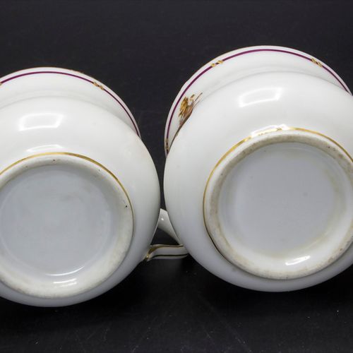 Paar Cremetöpfchen / A pair of cream pots, Frankreich, 19. Jh. 材料：瓷器，金饰，上釉，
标记：无&hellip;