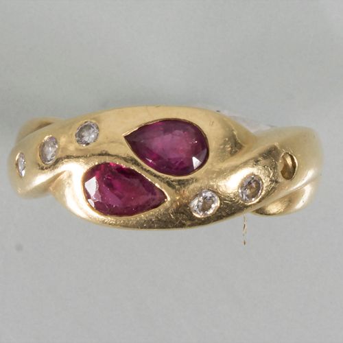 Damenring mit Diamanten und Rubinen / An 18 ct gold ring with diamonds and rubie&hellip;
