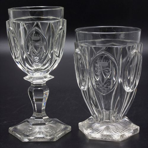 Konvolut aus 4 Gläsern mit Freiherrenkrone / A set of 4 glasses with a baron's c&hellip;