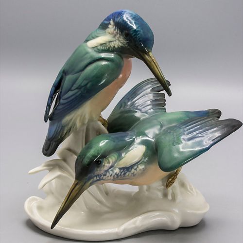 Paar Eisvögel / A pair of kingfishers, Karl Ens, Volkstedt, um 1930 Material: po&hellip;