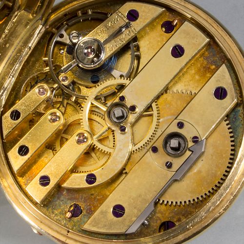 Offene Taschenuhr / An 18ct gold pocket watch, Schweiz, 19. Jh. Gehäuse: Gold 18&hellip;