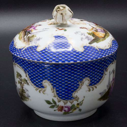 Deckeldose / A lidded box, Meissen, 19. Jh. Material: porcelana, pintada y esmal&hellip;