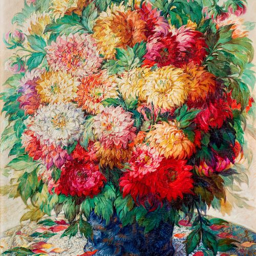 Blumenstillleben Max Austermann (1872 Dorsten - 1941)
有花的静物，布面油画，99 cm x 66 cm，有&hellip;