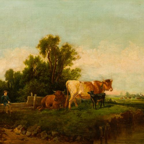 Bertha von Grab (1846 - c. 1921) 
Bertha von Grab (1846 - 约1921)
牧场上休息的牛群，布面油画，4&hellip;