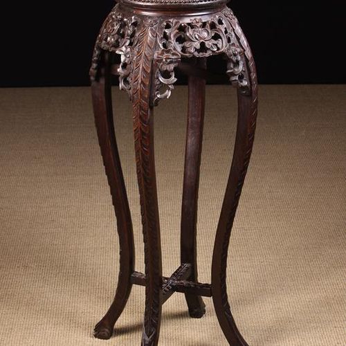Null A Late 19th/Early 20th Century Chinese Carved Hardwood Jardiniere Stand. Th&hellip;