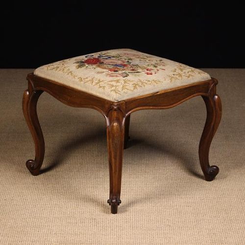 Null A Large Victorian Rosewood Stool with tapestry seat. The near square padded&hellip;