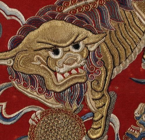 Null A 19th Century Chinese Silk Stumpwork Embroidery. Worked in ivory & blue si&hellip;