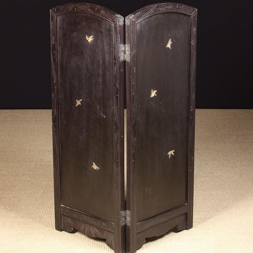 Null A Late Meiji Period Japanese Shibayama Two-fold Screen. The black lacquered&hellip;