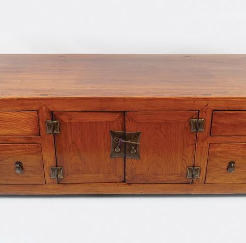 EARLY 20TH-CENTURY CHINESE LOW HARDWOOD CABINET the elongated rectangular top, a&hellip;