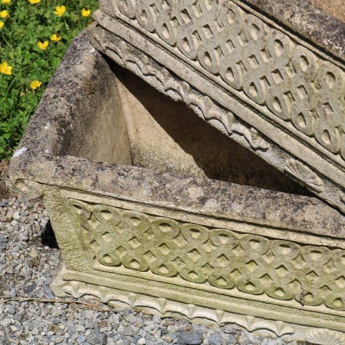 PAIR OF MOULDED STONE PLANTERS PAIR OF MOULDED STONE PLANTERSeach of rectangular&hellip;