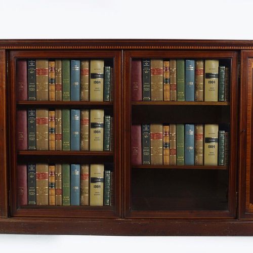 EDWARDIAN MAHOGANY AND SATINWOOD LIBRARY BOOKCASE BIBLIOTHEQUE DE BIBLIOTHEQUE E&hellip;
