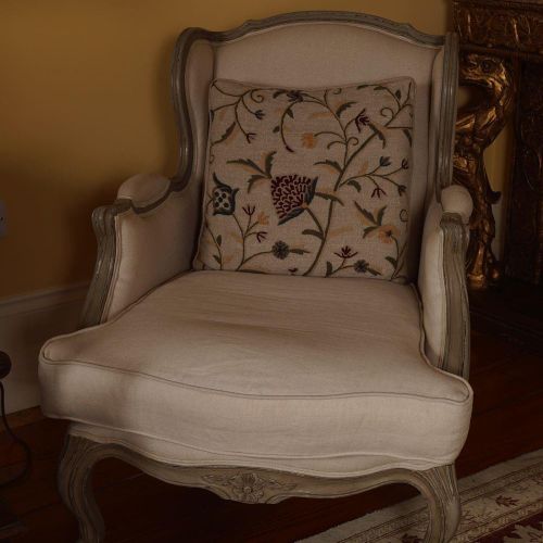 WITHDRAWN PR.CREAM PAINTED UPHOLSTERED WINGBACK ARMCHAIRS PR.CREAM PAINTED UPHOL&hellip;