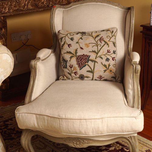 WITHDRAWN PR.CREAM PAINTED UPHOLSTERED WINGBACK ARMCHAIRS WITHDRAWN PR.CREAM PAI&hellip;