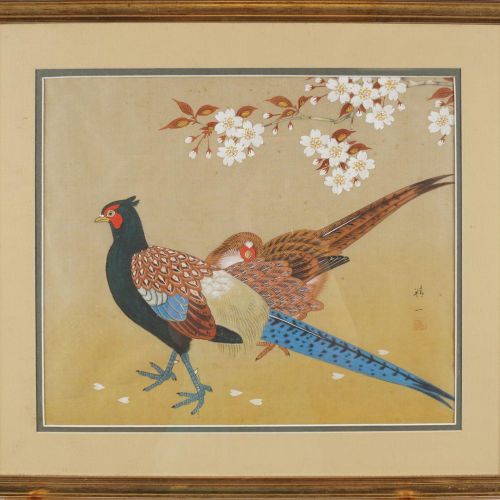 CHINESE SCHOOL SCHOOLEAU CHINOIS Oiseaux exotiques. Peinture sur soie.