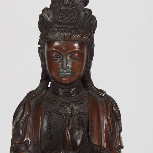 LARGE CHINESE BRONZE SCULPTURE LARGE CHINESE BRONZE SCULPTUREFigure of Guanyin s&hellip;