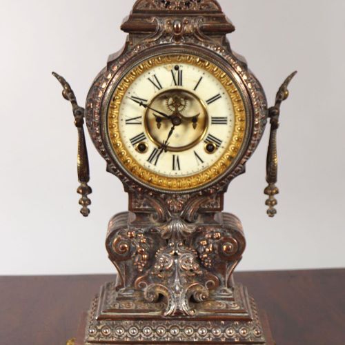 19TH-CENTURY AMERICAN BRONZED CASED MANTEL CLOCK OROLOGIO A MANTELLO CON CASSA B&hellip;