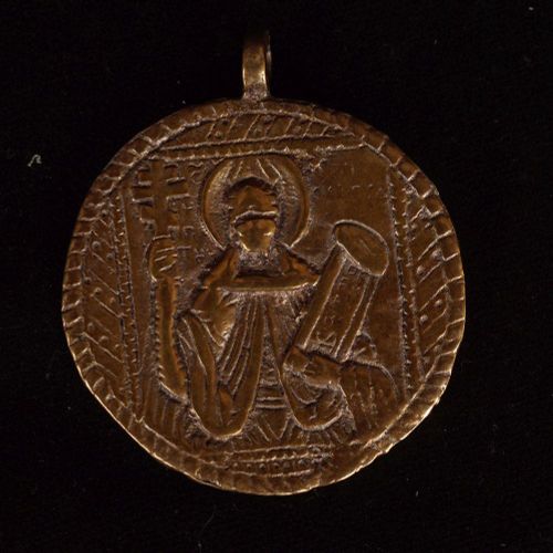 BYZANTINE GILDED PENDANT MEDALLION MÉDAILLON PENDENTIF DORÉ BYZANTIN