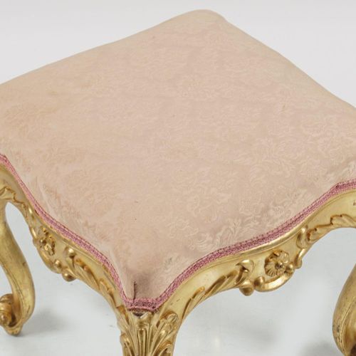 19TH-CENTURY CARVED GILTWOOD STOOL 19TH-CENTURY CARVED GILTWOOD STOOLthe rechtec&hellip;