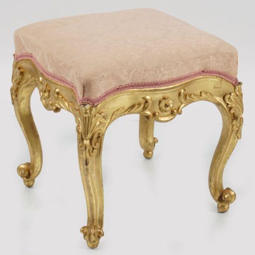 19TH-CENTURY CARVED GILTWOOD STOOL 19TH-CENTURY CARVED GILTWOOD STOOLthe rechtec&hellip;