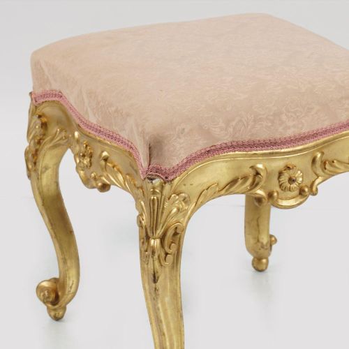 19TH-CENTURY CARVED GILTWOOD STOOL 19TH-CENTURY CARVED GILTWOOD STOOLthe rectang&hellip;