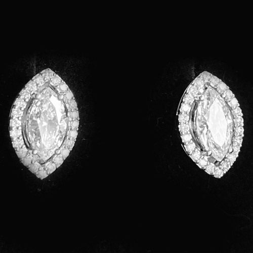 PAIR OF MARQUISE CUT DIAMOND EARRINGS PAR DE PENDIENTES DE DIAMANTE TIPO MARQUES&hellip;