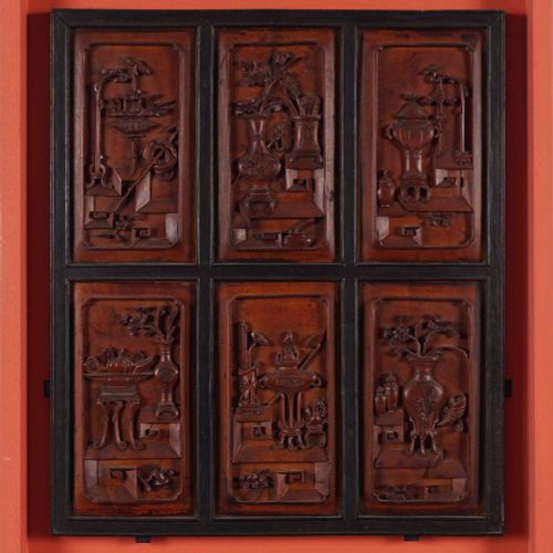 SET OF 6 CHINESE QING CARVED PANELS CONJUNTO DE 6 PANELES TALLADOS CHINA QING, c&hellip;