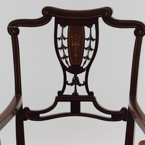 EDWARDIAN MAHOGANY AND MARQUETRY ELBOW CHAIR FAUTEUIL D'ARMOIRE EDWARDIEN EN MAH&hellip;