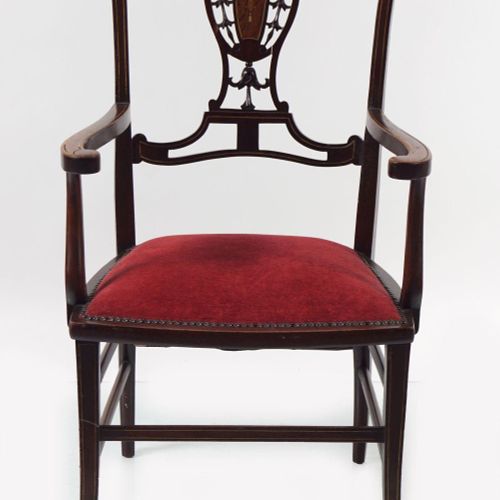 EDWARDIAN MAHOGANY AND MARQUETRY ELBOW CHAIR EDWARDIAN MAHOGANY AND MARQUETRY EL&hellip;