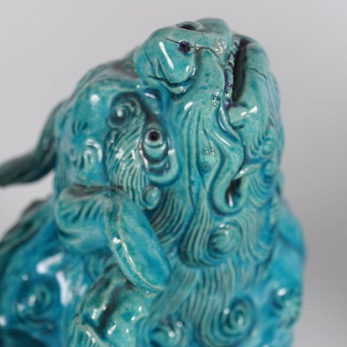 PAIR OF CHINESE QING TURQUOISE BLUE FOO DOGS PAR DE PERROS AZULES TURQUESA CHINA&hellip;