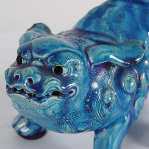 PAIR OF CHINESE QING TURQUOISE BLUE FOO DOGS PAR DE PERROS AZULES TURQUESA CHINA&hellip;