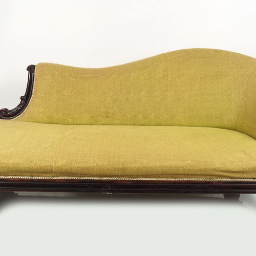 WILLIAM IV ROSEWOOD CHAISE LONGUE with scroll ends, raised on carved turned legs&hellip;