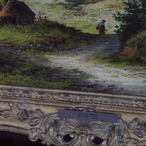 W. YATES 广泛的风景。 画布上有签名的油画。 封闭在一个镀金的框架中。尺寸为45 x 79厘米。