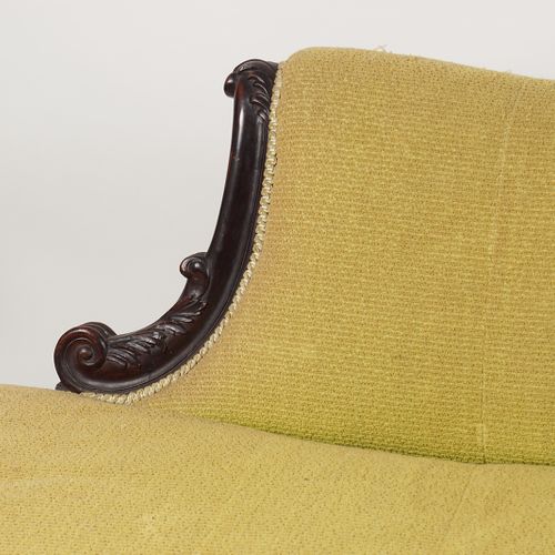 WILLIAM IV ROSEWOOD CHAISE LONGUE with scroll ends, raised on carved turned legs&hellip;