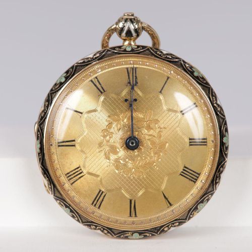 Null 18K GOLD & ENAMEL POCKET WATCH 19th-century.