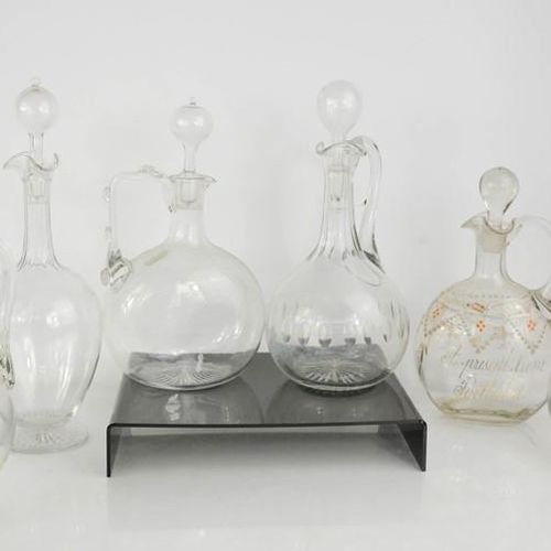 Null Six Edwardian glass oil jars and stoppers.