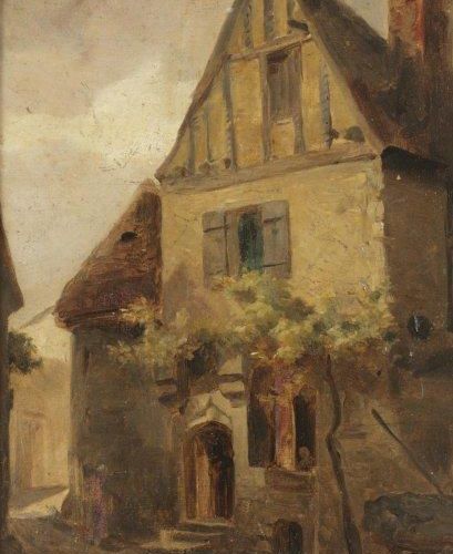 LEPINE Stanislas (1835-1892) « Vieille maison à Caen » Huile sur carton contreco&hellip;