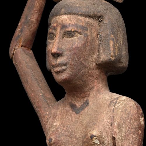 Null LARGE ANCIENT EGYPTIAN CEDAR WOOD FIGURELate Period - Ptolemaic Dynasty, c.&hellip;