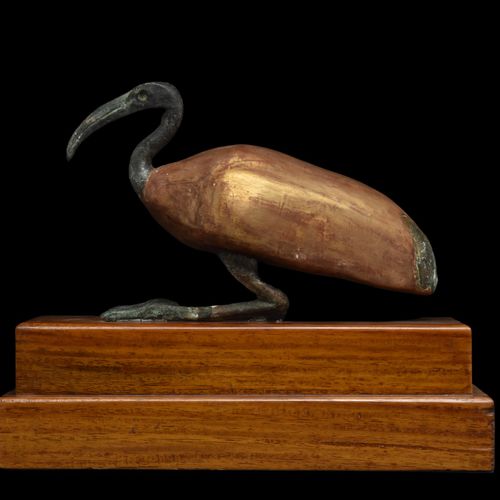 Null GRAND IBIS EN BOIS DORÉ ET BRONZE DE L'ÉGYPTE ANCIENNEPériode tardive à la &hellip;