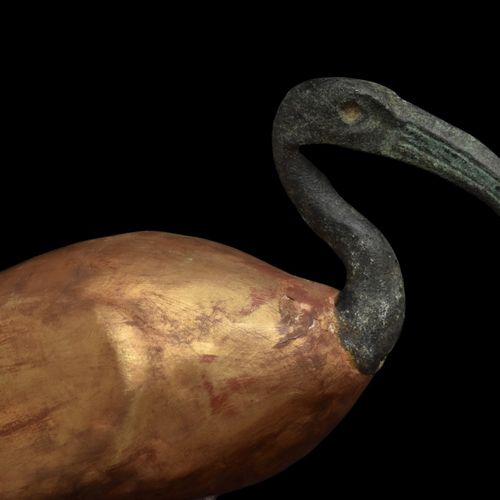 Null GRAN IBIS EGIPCIO ANTIGUO DE MADERA DORADA Y BRONCEPeríodo tardío a ptolema&hellip;