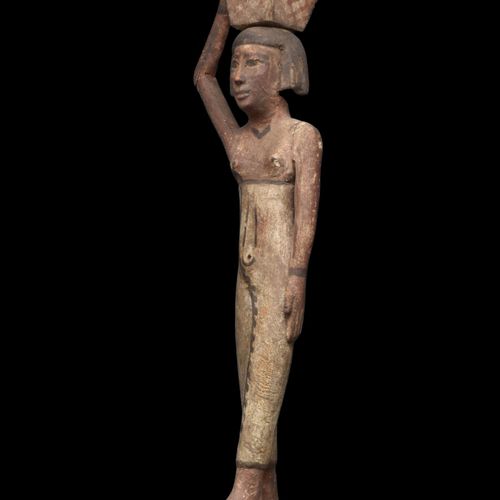 Null LARGE ANCIENT EGYPTIAN CEDAR WOOD FIGURELate Period - Ptolemaic Dynasty, c.&hellip;