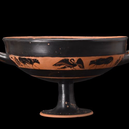 ATTIC BLACK-FIGURE BAND KYLIX WITH BIRDS AND COWS Ca. 540-525 A.C. 
Bella kylix &hellip;